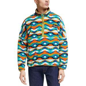 Penfield Mens Melwood Geo Print Half-Zip Fleece Jacket Small Teal